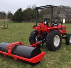 Paddock and field rollers, towed by a Mitsubishi compact tractor